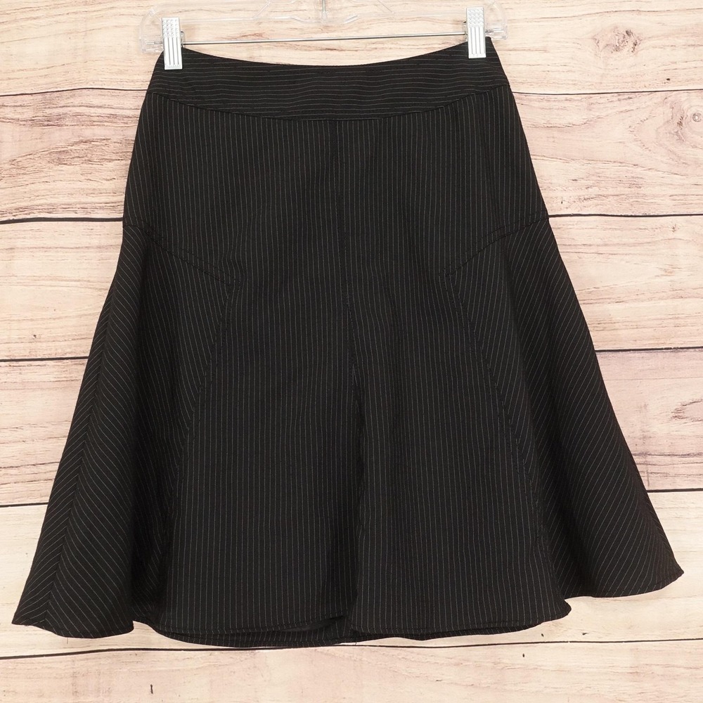 Express Design Studio Skirt Womens Size 0 Black Striped A-Line Knee Length Lined